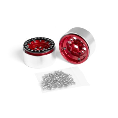 1.9'' Hliníkové beadlock disky pro 1/10 crawler/expedice červené - 2 ks