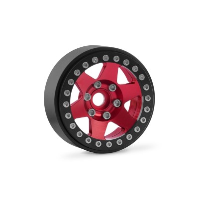 1.9'' Hliníkové beadlock disky šestipaprskové pro 1/10 crawler/expedice červené - 2 ks