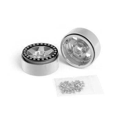 1.9'' Hliníkové beadlock disky šestipaprskové pro 1/10 crawler/expedice stříbrné - 2 ks