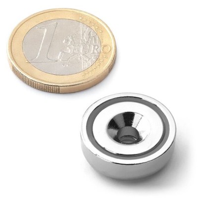 Magnet pr.20 x 7mm otvor zap. pro M4 /13kg Ni neodym N42