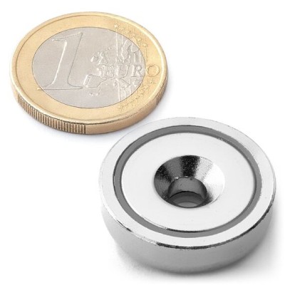 Magnet pr.25 x 8mm otvor zap. pro M5 /19kg Ni neodym N42