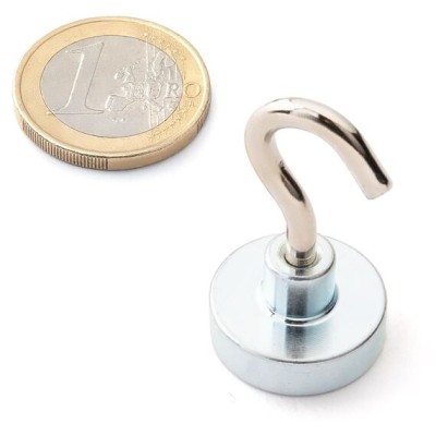 Magnet pr.20 x15,5/44mm s hákem M4 /16kg Ni neodym N42