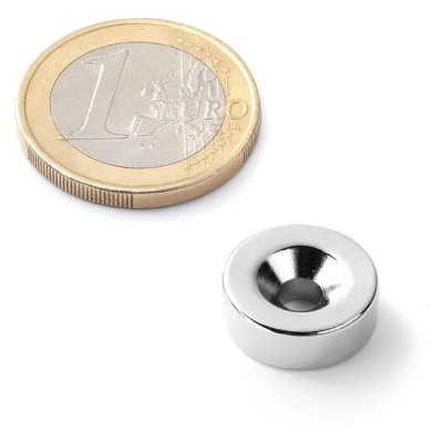 Magnet pr.14 x 5mm otvor zap. pro M4 / 3,6kg neodym N42
