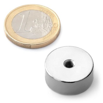 Magnet pr.19 x 8mm otvor s M4 /12kg neodym N38 Zn