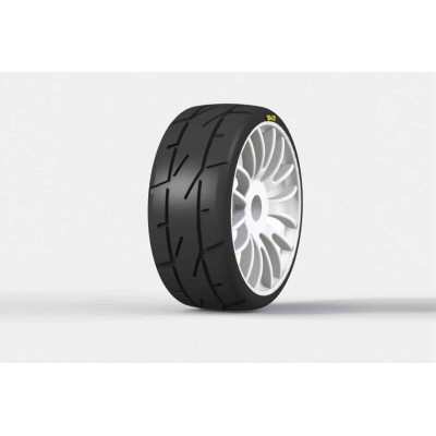 PMT 1/8 GT RALLY 18 "Super Soft" směs - nalepené, bílé Q1 disky, 2 ks.