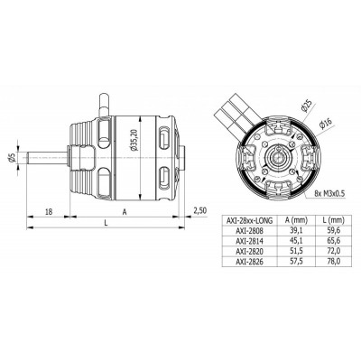 AXI 2808/20 V2 LONG střídavý motor