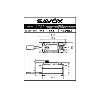 SB-2265MG BRUSHLESS HiVolt digitální servo - LOW PROFILE (17kg-0,07s/60°)