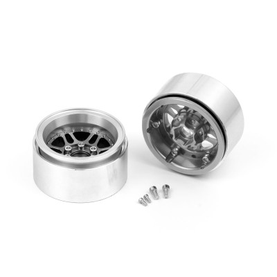 1.9'' Hliníkové beadlock disky offset -10 mm pro 1/10 crawler/expedice stříbrné - 2 ks