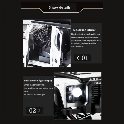 DoubleE RC auto Land Rover Defender D110 1:8 bílá RTR sada