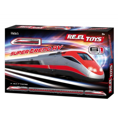 RE.EL Toys sada Super treno AV na baterie, délka soupravy 62 cm, 6 variant sestavení.