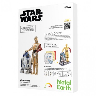 Metal Earth Luxusní ocelová stavebnice Star Wars - C-3PO + R2-D2 Box verze