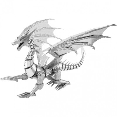 Metal Earth Luxusní ocelová stavebnice Silver Dragon