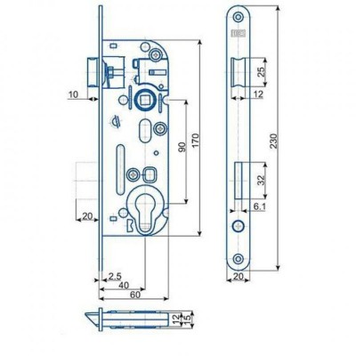 Zámek zadl. 90/60 40 FAB 02-04 P/L Zn Hobes vložkový