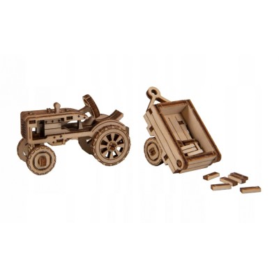 Wooden City dřevěné puzzle - 3D Traktor s vlečkou