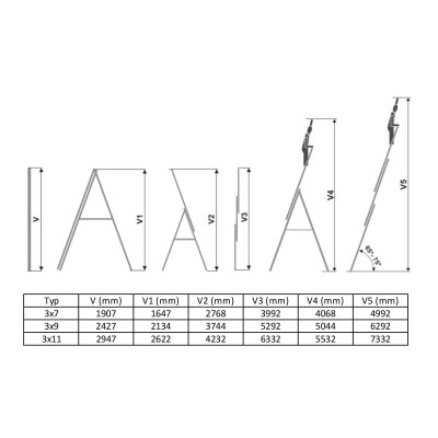 Žebřík 3-díl univ. 205/428 XT607 3x7 příček Al 150kg XTline