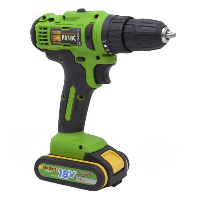 Aku vrtačka 20V Procraft PA18C Li-ion + 2ks 18V/1,5Ah kufr