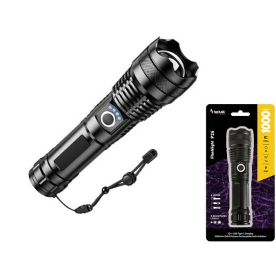 Baterka 1led 3W nabíj. USB 1000lm zoom FLASH P26 kov. IP54
