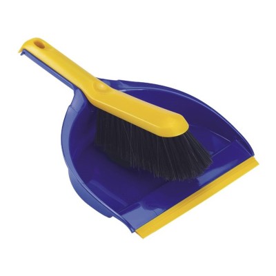 Lopatka na smetí plast s gumou + smetáček modro-žlutý