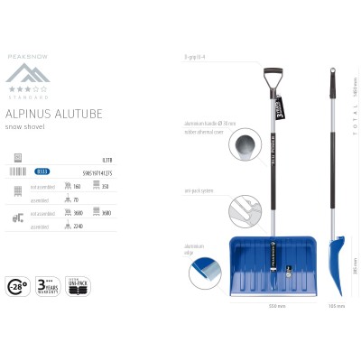 Hrablo na sníh PVC/AL 55cmx38cm s násadou Al Alpinus ILT55