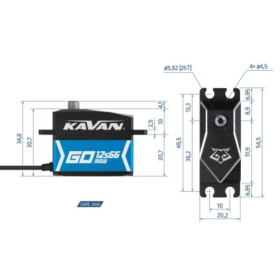 GO-12S66MGW digitální servo (0.068s/60°, 33kg.cm)