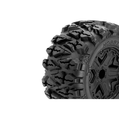 TERRAMAX 140/73mm nalepené gumy, černé disky s 12mm šestihranem, 2 ks.