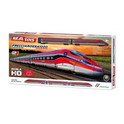 RE.EL Toys Frecciarossa 1000 licencovaný vlak v měřítku H0 na baterie, vlak 91cm, dráha 5m