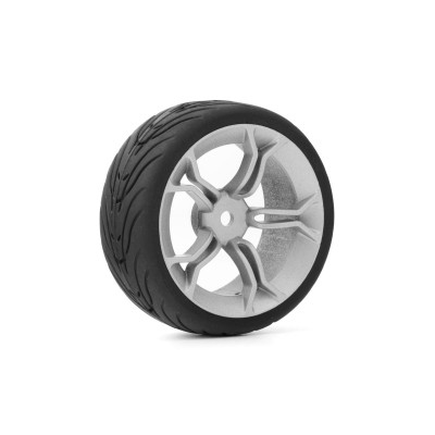 Spec T MS Wheel Offset 3 Silver w/Tire 4ks pro 1/10 Silniční