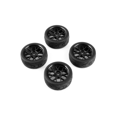 Spec T CS Wheel Offset 3 Black w/Tire 4ks pro 1/10 Silniční