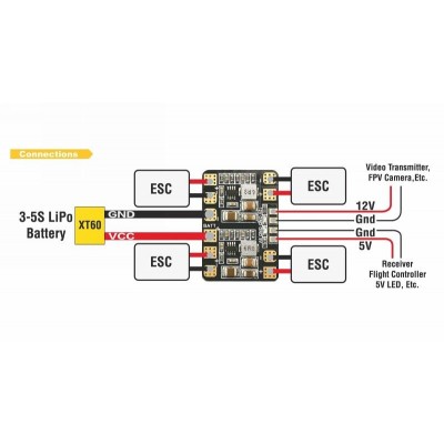 Mikro PDB proudová rozdvojka PCB 5V/12V Copt