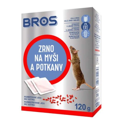 Návnada granule na hlodavce 120g (6x20g sáčky) BROS