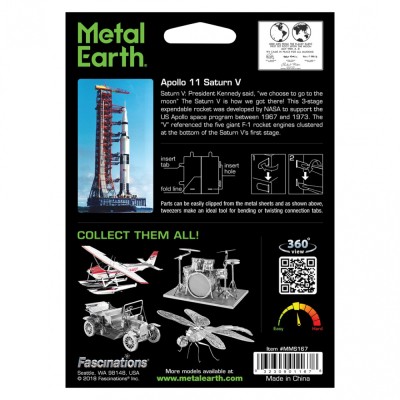 Metal Earth Luxusní ocelová stavebnice Apollo Saturn V s portálem