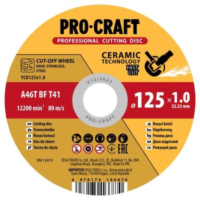 125x1,0x22 nerez/kov PRO-CRAFT CERAMIC A46T BF T41