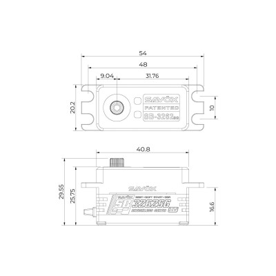 SB-3262SG BRUSHLESS HiVolt Digitální servo - LOW PROFILE/WATERPROOF (35kg-0,065s/60°)