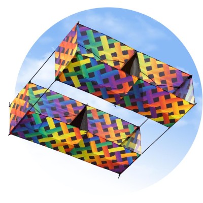 Invento drak Hargrave Box Kite Rainbow Mesh