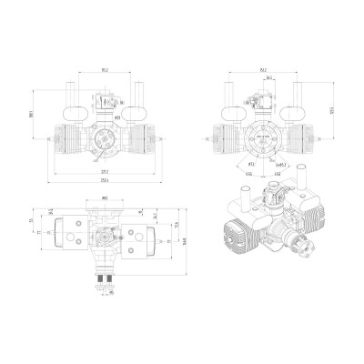 NGH GTT70 Dvoutaktní benzinový motor