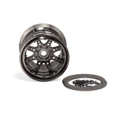 Oversize Beadlock 8-paprskové disky černý chrom (2 ks.)