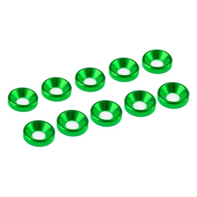 3 mm hliníkové konické podložky zelené, 10 ks.
