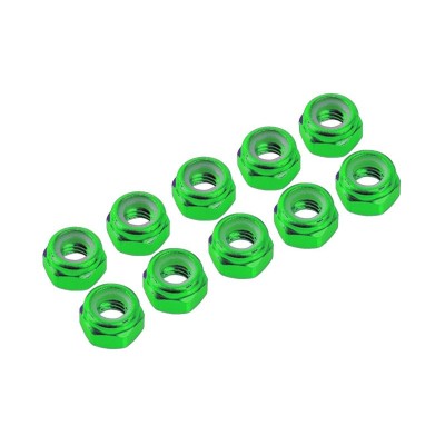 M3 hliníkové samojistné matičky zelené, 10 ks.