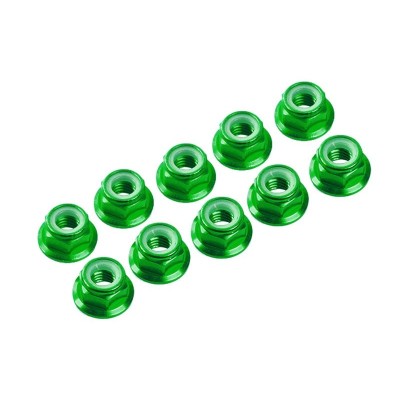 M4/4 mm hliníkové samojistné matičky s osazením zelené, 10 ks.
