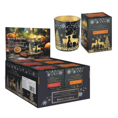 Svíčky vánoční sojové ve skle 200g, dřev.knot, hřejivý večer