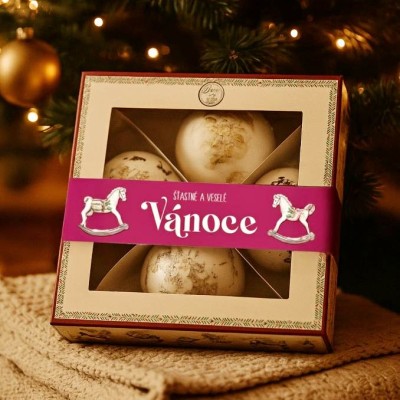 Dárková sada šumivé pralinky do koupele Vánoce 4x55g