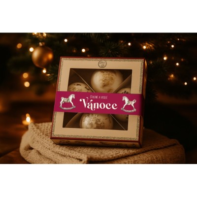 Dárková sada šumivé pralinky do koupele Vánoce 4x55g