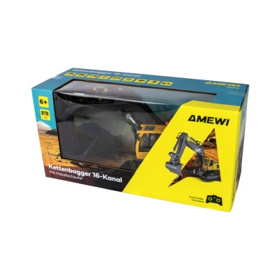 Pásové rypadlo s kovovou lžící, RC bagr 16 kanálů, měřítko 1:18, RTR