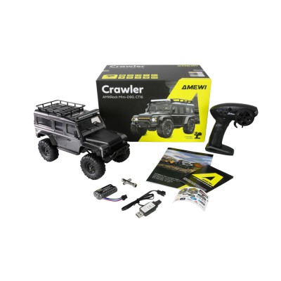 AMXRock D90 Scale RC Crawler 4WD 1:16 RTR LED rampa šedý