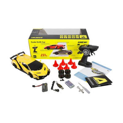Lamborghini Veneno RC Drift Car 4WD LED 1:18 RTR licencované žluté