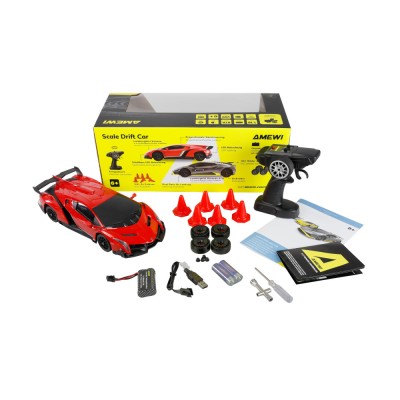 Lamborghini Veneno RC Drift Car 4WD LED 1:18 RTR licencované červené