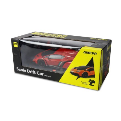 Lamborghini Veneno RC Drift Car 4WD LED 1:18 RTR licencované červené