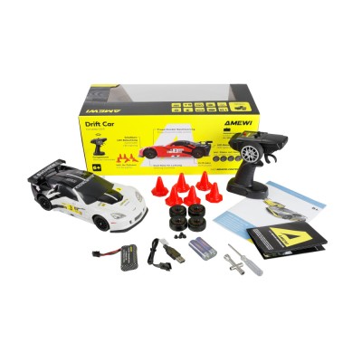 Corvette C6.R RC Drift Car 4WD LED 1:18 RTR licencovaná bílá