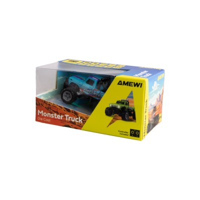 RC Monster Truck kovový 1:64 RTR LED Tempomat 2,4GHz modrý