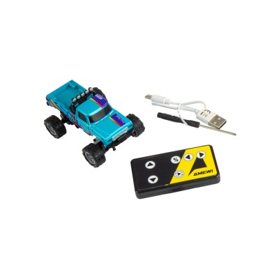 RC Monster Truck kovový 1:64 RTR LED Tempomat 2,4GHz modrý